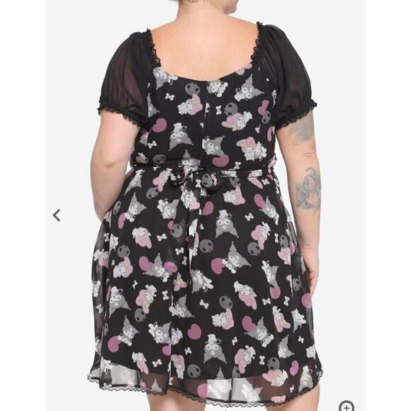 My Melody & Kuromi Lace-Up Chiffon plus size Dress - Picture 7 of 7